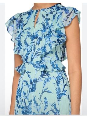 Tommy Hilfiger Light Blue Floral Ruffle Dress